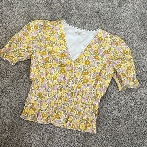 Nordstrom WAYF floral 70s top XS